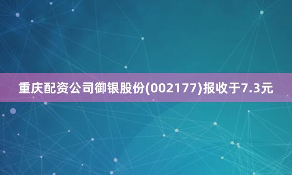 重庆配资公司御银股份(002177)报收于7.3元